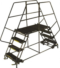 Ballymore - 68" 3 Step Double Entry Work Platform - Rolling Work Platform, 800 Lb Capacity, 30" Platform Height, 33" Base Width x 96" Base Depth, Grip Strut - Exact Tooling