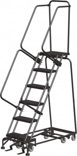 Ballymore - 93" 6 Step Ladder - 350 Lb Capacity, 60" Platform Height, 24" Base Width x 49" Depth, Perforated Tread - Exact Tooling