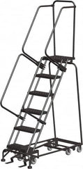 Ballymore - 93" 6 Step Ladder - 350 Lb Capacity, 60" Platform Height, 24" Base Width x 49" Depth, Heavy-Duty Serrated Grating - Exact Tooling