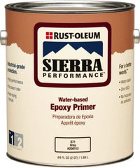 Rust-Oleum - 1 Gal Gray Water-Based Acrylic Enamel Primer - 215 to 320 Sq Ft Coverage, 3 gL Content, Quick Drying, Interior/Exterior - Exact Tooling