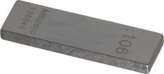 Mitutoyo - 0.106" Rectangular Steel Gage Block - Accuracy Grade AS-1, Includes Certificate of Inspection - Exact Tooling