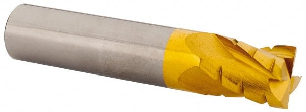 Hertel - 1/2" Diam, 5/8" LOC, 4 Flute Solid Carbide Roughing Square End Mill - TiN Finish, 2-1/2" OAL, 1/2" Shank Diam, Single End, Centercutting - Exact Tooling