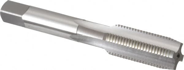OSG - 9/16-18 UNF 4 Flute Bright Finish High Speed Steel Straight Flute Standard Hand Tap - Plug, Left Hand Thread, 3-19/32" OAL, 1-21/32" Thread Length, H3 Limit, Oversize - Exact Tooling