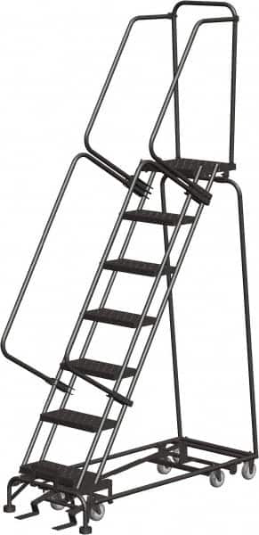 Ballymore - 103" 7 Step All-Directional Ladder - Rolling Safety Ladder, 450 Lb Capacity, 70" Platform Height, 24" Base Width x 55" Depth, Expanded Metal Tread - Exact Tooling