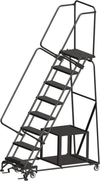 Ballymore - 113" 8 Step Stock-Picking Ladder - 450 Lb Capacity, 80" Platform Height, 32" Base Width x 61" Depth, Expanded Metal Tread - Exact Tooling