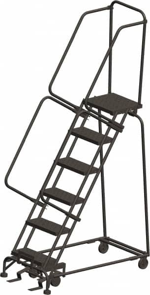 Ballymore - 93" 6 Step Ladder - 300 Lb Capacity, 60" Platform Height, 24" Base Width x 49" Depth, Heavy-Duty Serrated Grating - Exact Tooling