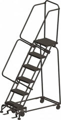 Ballymore - 93" 6 Step Ladder - 300 Lb Capacity, 60" Platform Height, 24" Base Width x 49" Depth, Perforated Tread - Exact Tooling