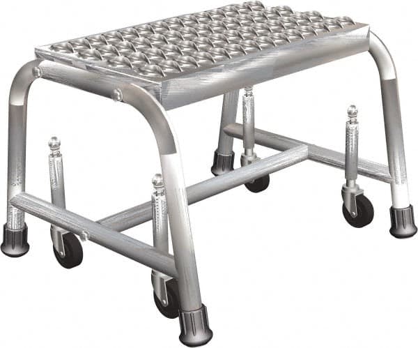 Ballymore - 12" 1 Step Ladder - Rolling Safety Ladder, 450 Lb Capacity, 12" Platform Height, 20" Base Width x 20" Depth, Perforated Tread - Exact Tooling