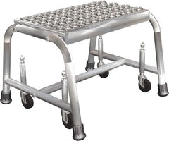 Ballymore - 12" 1 Step Ladder - Rolling Safety Ladder, 450 Lb Capacity, 12" Platform Height, 20" Base Width x 20" Depth, Perforated Tread - Exact Tooling