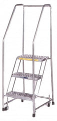 Ballymore - 93" 6 Step Ladder - 300 Lb Capacity, 60" Platform Height, 30" Base Width x 50" Depth, Heavy-Duty Serrated Grating - Exact Tooling