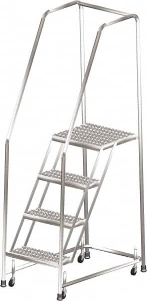 Ballymore - 73" 4 Step Ladder - 300 Lb Capacity, 40" Platform Height, 20" Base Width x 38" Depth, Heavy-Duty Serrated Grating - Exact Tooling