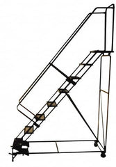 Ballymore - 103" 7 Step Ladder - Rolling Safety Ladder, 450 Lb Capacity, 70" Platform Height, 30" Base Width x 69" Depth, Abrasive Mat Tread - Exact Tooling