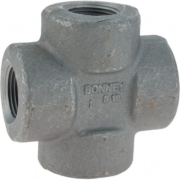 Made in USA - Size 3/4", Class 3,000, Forged Carbon Steel Black Pipe Cross - 3,000 psi, Threaded End Connection - Exact Tooling