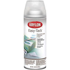 Krylon - 11 oz Aerosol Clear Spray Adhesive - Low Tack, 120°F Heat Resistance, 15 Sq Ft Coverage, Low Strength Bond, 180 min Max Bonding Time, Flammable - Exact Tooling