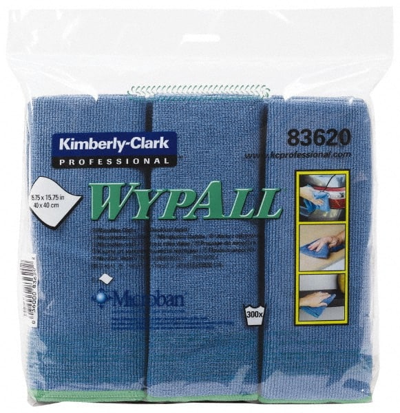 WypAll - Reusable Microfiber Wipes - Packet, 15-3/4" x 15-3/4" Sheet Size, Blue - Exact Tooling
