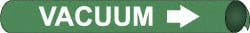 NMC - Pipe Marker with Vacuum Legend and Arrow Graphic - 1-1/8 to 2-3/8" Pipe Outside Diam, White on Green - Exact Tooling