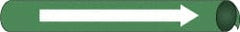 NMC - Pipe Marker with No Legend and Arrow Graphic - 6 to 8" Pipe Outside Diam, White on Green - Exact Tooling