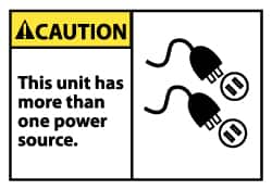 NMC - Accident Prevention Label, Header: CAUTION - Legend: Caution - This Unit Has More Than One Power Source, English, Black, Yellow & White, 5" Long x 3" High, Sign Muscle Finish - Exact Tooling