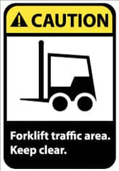 NMC - "Caution - Forklift Traffic Area - Keep Clear", 14" Long x 10" Wide, Aluminum Safety Sign - Rectangle, 0.04" Thick, Use for Accident Prevention - Exact Tooling