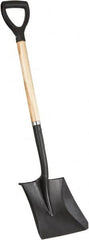 PRO-SOURCE - 11-1/2" High x 9-1/2" Wide Square Steel Shovel - 28" Long Wood D-Grip Handle, Front Turned - Exact Tooling