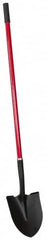PRO-SOURCE - 11-1/2" High x 8-3/4" Wide Round Steel Shovel - 48" Long Fiberglass Straight Handle, Front Turned - Exact Tooling