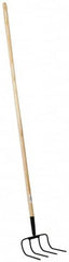 PRO-SOURCE - Refuse Hook with 54" Straight Wood Handle - 7-7/8" Blade Width, 4 Tines, 9" Tine Length - Exact Tooling