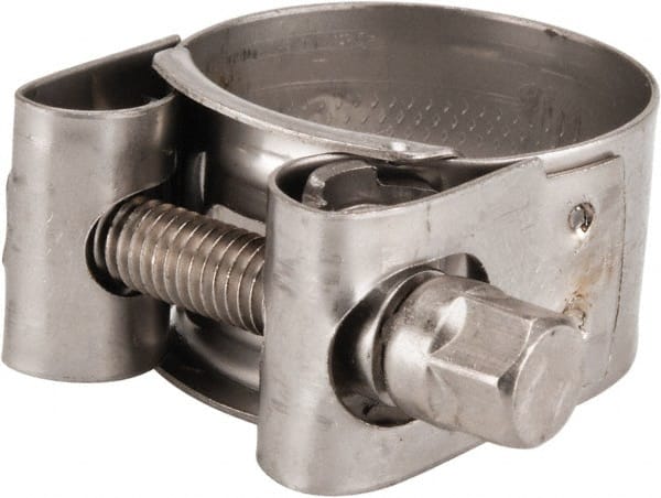 Mikalor - 1-1/8" Hose, 0.71" Wide x 0.04" Thick, T-Bolt Hose Clamp - 1.06 to 1.14" Diam, Stainless Steel - Exact Tooling