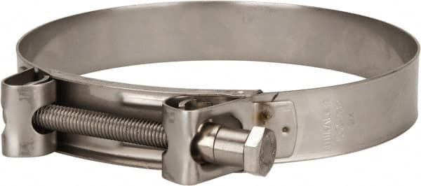 Mikalor - 6" Hose, 1.1" Wide x 0.051" Thick, T-Bolt Hose Clamp - 5.91 to 6.38" Diam, Stainless Steel - Exact Tooling