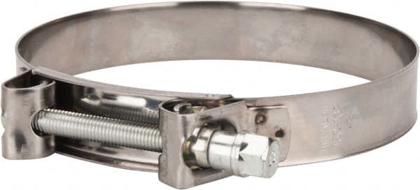 Mikalor - 6" Hose, 1.1" Wide x 0.051" Thick, T-Bolt Hose Clamp - 5.91 to 6.38" Diam, Stainless Steel Band, Housing & Zinc Plated Screw - Exact Tooling