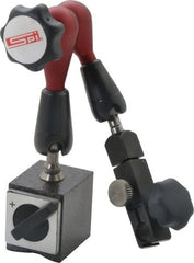 SPI - 175 Lb Magnetic Force, Fine Adjustment Indicator Positioner & Holder with Base - Post & Arm, Round Base, 6-1/2" Base Diam - Exact Tooling