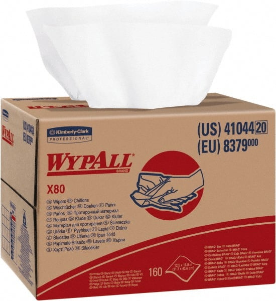 WypAll - X80 Dry Shop Towel/Industrial Wipes - Brag Box/Double Top Box, 16-3/4" x 12-1/2" Sheet Size, White - Exact Tooling