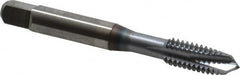 OSG - 5/16-18 UNC, 3 Flute, TiCN Finish, Vanadium High Speed Steel Spiral Point Tap - Plug Chamfer, Right Hand Thread, 2-23/32" OAL, 1-1/8" Thread Length, 0.318" Shank Diam, 2B Class of Fit - Exact Tooling