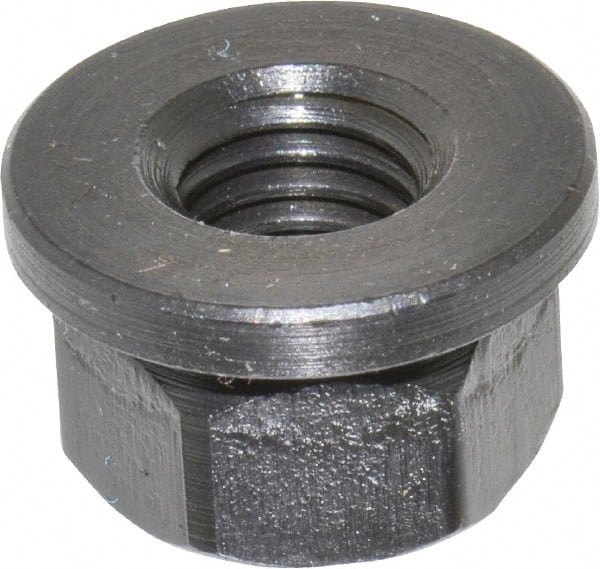 Gibraltar - M10x1.50, 22mm Flange Diam, 13mm High, 17mm Across Flats, Flange Nut - Grade 12L14 Steel, Black Oxide Finish, 3" Flange Height, TCMAI - Exact Tooling