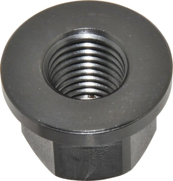 Gibraltar - M24x3.00, 49mm Flange Diam, 32mm High, 36mm Across Flats, Flange Nut - Grade 12L14 Steel, Black Oxide Finish, 7" Flange Height, TCMAI - Exact Tooling