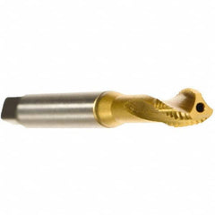 Emuge - #10-24 UNC 3 Flute 2BX Modified Bottoming Spiral Flute Tap - Cobalt, TiN Finish, 2.756" OAL, Right Hand Flute, Right Hand Thread, Series Rekord D - Exact Tooling