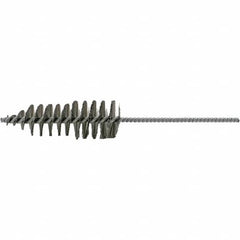 Brush Research Mfg. - 1-5/8" Diam Helical Stainless Steel Tube Brush - Single Spiral, 0.006" Filament Diam, 4-3/4" Brush Length, 10-1/2" OAL, 0.245" Diam Plastic Handle Shank - Exact Tooling