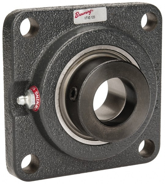Browning - 1-1/4" ID, 4-5/8" OAL x 4-5/8" OAH 4-Bolt Flange - 3,493 Lb Static Cap, 5,782 Lb Dyn Cap, 3-5/8" Btw Mnt Hole Ctrs, Cast Iron - Exact Tooling