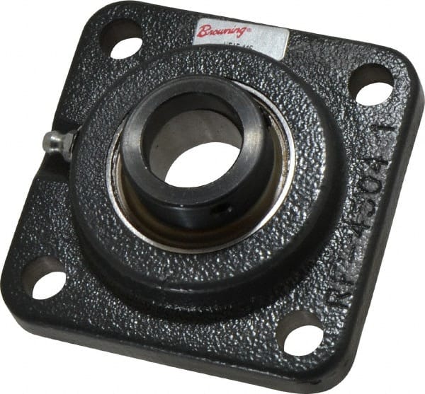 Browning - 1" ID, 3-3/4" OAL x 3-3/4" OAH 4-Bolt Flange - 1,651 Lb Static Cap, 2,801 Lb Dyn Cap, 2-3/4" Btw Mnt Hole Ctrs, Cast Iron - Exact Tooling