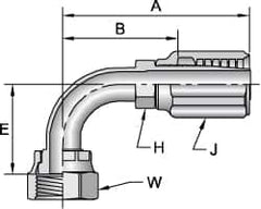 Parker - 9/16-18 SAE Steel Hydraulic Hose Female Seal-Lok Swivel 90° Elbow & Short Drop - 6,000 psi, -4 Hose Size, 1/4" Hose Diam - Exact Tooling