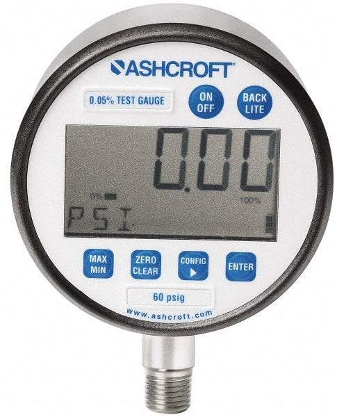 Ashcroft - 3" Dial, 1/4 Thread, 0-800 Scale Range, Pressure Gauge - Lower Connection Mount, Accurate to 0.05% of Scale - Exact Tooling