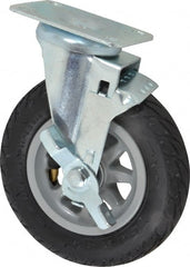 Shepherd - 6" Diam x 1-1/4" Wide, Phenolic Swivel with Brake Caster - 150 Lb Capacity, Top Plate Mount, 2-5/8" x 3-3/4" Plate, Ball Bearing - Exact Tooling