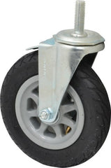 Shepherd - 6" Diam x 1-1/4" Wide, Rubber Swivel with Brake Caster - 150 Lb Capacity, Threaded Stem Mount, Ball Bearing - Exact Tooling
