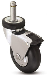 Shepherd - 3" Diam x 15/16" Wide x 3-7/8" OAH Stem Mount Swivel Caster with Brake - Neoprene, 110 Lb Capacity, Precision Ball Bearing, 3/8 x 1" Friction Stem - Exact Tooling