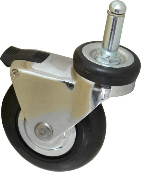 Shepherd - 3" Diam x 15/16" Wide x 3-7/8" OAH Stem Mount Swivel Caster with Brake - Neoprene, 110 Lb Capacity, Precision Ball Bearing, 7/16 x 1-7/16" Friction Stem - Exact Tooling