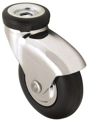Shepherd - 3" Diam x 15/16" Wide x 3-7/8" OAH Stem Mount Swivel Caster with Brake - Neoprene, 110 Lb Capacity, Precision Ball Bearing, 5/16 x 1-1/2" Friction Stem - Exact Tooling