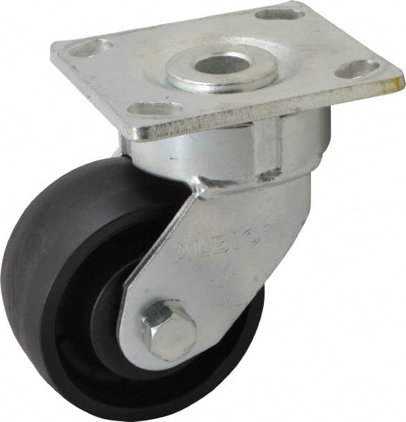 Albion - 4" Diam x 2" Wide x 5-5/8" OAH Top Plate Mount Swivel Caster - Glass Filled Nylon, 800 Lb Capacity, Precision Sealed Bearing, 4 x 4-1/2" Plate - Exact Tooling