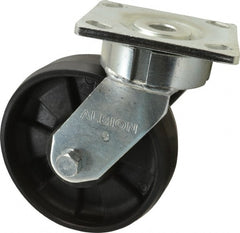 Albion - 6" Diam x 2" Wide x 7-1/2" OAH Top Plate Mount Swivel Caster - Glass Filled Nylon, 1,200 Lb Capacity, Precision Sealed Bearing, 4 x 4-1/2" Plate - Exact Tooling