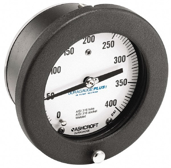Ashcroft - 4-1/2" Dial, 1/4 Thread, 0-160 Scale Range, Pressure Gauge - Center Back Connection Mount, Accurate to 0.5% of Scale - Exact Tooling