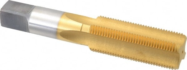 Made in USA - 1-14 UNS 3B 4 Flute TiN Finish High Speed Steel Straight Flute Standard Hand Tap - Bottoming, Right Hand Thread, 5-1/8" OAL, 2-1/2" Thread Length, H4 Limit, Oversize - Exact Tooling