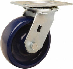 Hamilton - 6" Diam x 2" Wide x 7-1/2" OAH Top Plate Mount Swivel Caster - Polyurethane, 1,100 Lb Capacity, Sealed Precision Ball Bearing, 4-1/2 x 6-1/4" Plate - Exact Tooling